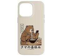 Japanese Ramen Bear Retro 70s Manga Style Slurping Soup Case for iPhone 14 Pro Max