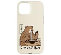 Japanese Ramen Bear Retro 70s Manga Style Slurping Soup Case for iPhone 15