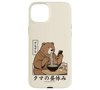 Japanese Ramen Bear Retro 70s Manga Style Slurping Soup Case for iPhone 15 Plus