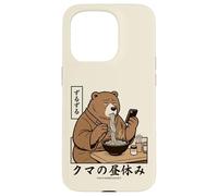Japanese Ramen Bear Retro 70s Manga Style Slurping Soup Case for iPhone 15 Pro