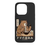 Japanese Ramen Bear Retro 70s Manga Style Slurping Soup Case for iPhone 15 Pro