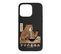 Japanese Ramen Bear Retro 70s Manga Style Slurping Soup Case for iPhone 15 Pro Max