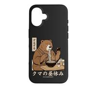 Japanese Ramen Bear Retro 70s Manga Style Slurping Soup Case for iPhone 16