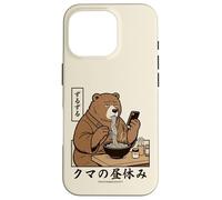 Japanese Ramen Bear Retro 70s Manga Style Slurping Soup Case for iPhone 16 Pro