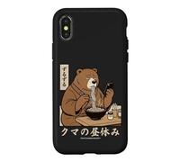 Japanese Ramen Bear Retro 70s Manga Style Slurping Soup Case for iPhone X/XS
