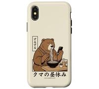 Japanese Ramen Bear Retro 70s Manga Style Slurping Soup Case for iPhone X/XS