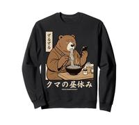 Japanese Ramen Bear Retro 70s Manga Style Slurping Soup Sweatshirt