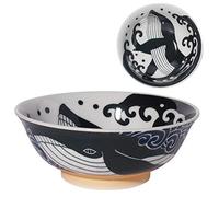 Japanese Ramen Bowl, Mino-Yaki Ceramic, Large Size 20.7cm 1.1L, Made in Japan, Whale Black and White 797678