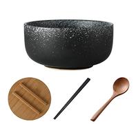Japanese Ramen Bowls - Large Noodle Soup Bowl with Chopsticks, Spoon, and Wooden Lid for Pho, Thai, Miso, Udon Soup, Asian Food