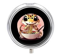 Japanese Ramen Leopard Gecko Pill Box 3 Compartment Small Portable Medicine Case Pill Organizer for Pocket Purse