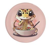 Japanese Ramen Leopard Gecko Round Glass Fridge Sticker Refrigerator Magnet for Kitchen Cabinet Locker Decor 4 PCS