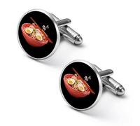 Japanese Ramen Noodles Premium Shirt Cufflinks Round Cuff Links for Business Wedding Party Father's Day Gift 2.0cm