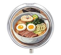 Japanese Ramen Pill Box Round Portable Small Pill Case Waterproof Travel Pill Box Organizer for Pocket Purse and Daily Convenience