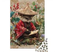 Japanese Rat Reading Book Jigsaw Puzzles Puzzle for Adults Kids. 1000 Pieces Impossible Challenge Toy Educational Game Home Decoration for Educational Games Gifts 52x38cm/1000pcs