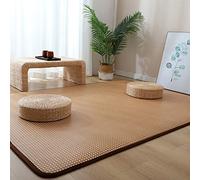 Japanese Rattan Floor Mat Breathable Non-Slip Indoor Rug Foldable Summer Sleeping Mat Versatile Carpet for Living Room Bedroom Kids Play Area