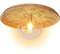 Japanese Rattan Flush Mount Ceiling Light, Handmade Bamboo Woven Boho Light Fixture, Creative Round Zen Style Ceiling Lamp, Semi Flush Mount For Hallway, Entryway, Bedroom, Balcony(Milk White)
