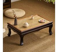 Japanese Rattan Low Coffee Table for Sitting Floor Table for Tea Room & Bay Window No Assembly Required Perfect for Living Room & Cozy Spaces