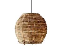 Japanese Rattan Pendant Light Fixture, Woven Lantern Bamboo Chandelier Handmade Woven Hanging Ceiling Light Lampshade Rural Farmhouse Lighting Fixtures for Living Room Bedroom