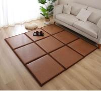 Japanese Rattan Tatami Mats - 2-Piece Summer Floor Sleeping Mat Set (60x120cm/23.6x47.2in) for Bedroom & Living Room, Durable, Comfortable Coffee Color Crawling Carpet.