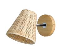 Japanese Rattan Weaving Wall Lamp, E27 Edison Sconce, Decorative Bedside Indoor Lighting, Farmhouse Style Fixture for Living Room, Loft, Kitchen, Cozy Home Ambiance (1 PCS)