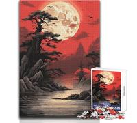 Japanese Red Black Art 1000 Piece Jigsaws for Teenagers Logical Thinking Development Game Great Gift for Meaningful Moments Size 38x52cm