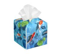 Japanese Red carp Patterned tissue box, leather tissue storage box for office, camping and bedroom