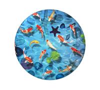 Japanese Red Carp Round Badge - Durable Tin Plate Design With Full Front Print, Perfect For Custom Gifts And Apparel Decoration