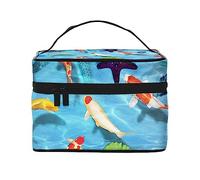 Japanese Red Carp Travel Makeup Bag - Elegant and Spacious Cosmetic Organizer for On-The-Go