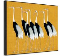 Japanese Red Crown Crane Birds Wall Art Framed Canvas Print of Ogata Korin Painting (100cm x 84cm)