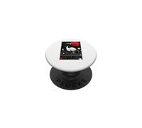 Japanese Red Crowned Crane Sumi-e Ink Art Red Sun Wildlife PopSockets Adhesive PopGrip