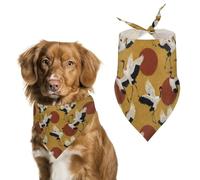 Japanese Red Crowned Cranes Dancing Cute Dog Bandanna Scarf Printed Adjustable Triangle Pet Kerchief for Dogs And Cats