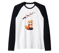 Japanese Red Panda | Cherry Blossoms & Cute Red Panda Bear Raglan Baseball Tee