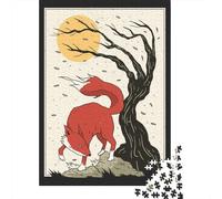 Japanese Red Wolves Ace 1000-Piece Puzzle for Adults, 38x26cm/1000pcs, A Weekend Activity at Your Own Pace; White Card Pieces for A Neat Table