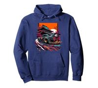 Japanese Retro Car Racing Drifting Art JDM Legend Tuning Pullover Hoodie, Adult Unisex, Navy Blue, Medium