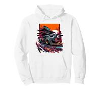 Japanese Retro Car Racing Drifting Art JDM Legend Tuning Pullover Hoodie, Adult Unisex, White, Medium