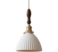Japanese Retro Ceramic Chaner, E26 Light Source Single Head Pendant Light, All-Copper Bedroom Bedside Adjustable Ceiling Light Fixture, Coffee Shop Study Restaurant Decorative Hanging Lig