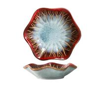 Japanese retro ceramic dip dish- leaf ink red-a personalized snack cold dish in the home restaurant
