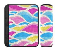 Japanese Retro Colorful Wave 2 Pack Cute seat Belt Covers Release Stress to Your Neck and Shoulders for Bag funda para cinturón de carro