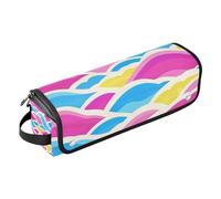 Japanese Retro Colorful Wave Hair Tool Travel Bag for Women and Heat Resistant Mat with Zipper Curling Iron Travel Holder Storage Bag for Hot Tools Curling Iron Flat Irons Hair Volumizer Styler