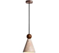Japanese Retro Cone Hanging Lamp Wood Ball Accent Chandelier Travertine Pendant Light Fixtures for Bedroom Living Room