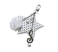 Japanese Retro Dot Star and Music Note Keychain, Alloy Decoration Unique Keychain Design