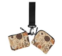 Japanese Retro Flowers Women's Wallets Card Cases Minimalist Card Money Holder with Keychain for Women 2 Packs