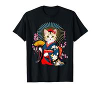 Japanese Retro Geisha Cat Neko Vintage Art Ukiyo-e T-Shirt