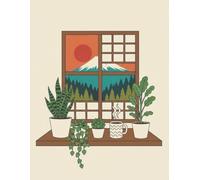 Japanese Retro Style Notebook Journal for plant lovers. Back to school, office & work.