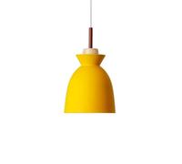 Japanese Retro Style Painted Wrought Iron Chandelier, E27 Base Single-Head Ceiling Pendant Light for Attics, Balconies, and Studies(Yellow)