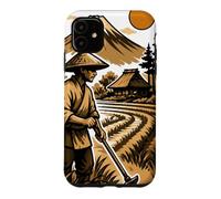 Japanese Rice Farmer and Mount Fuji Landscape Case for iPhone 11
