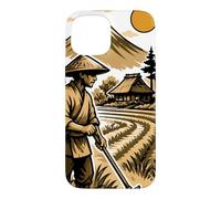 Japanese Rice Farmer and Mount Fuji Landscape Case for iPhone 15