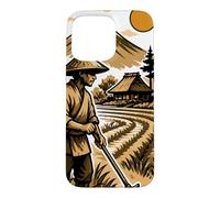 Japanese Rice Farmer and Mount Fuji Landscape Case for iPhone 15 Pro Max
