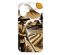Japanese Rice Farmer and Mount Fuji Landscape Case for iPhone 16