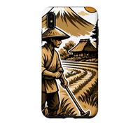 Japanese Rice Farmer and Mount Fuji Landscape Case for iPhone XS Max